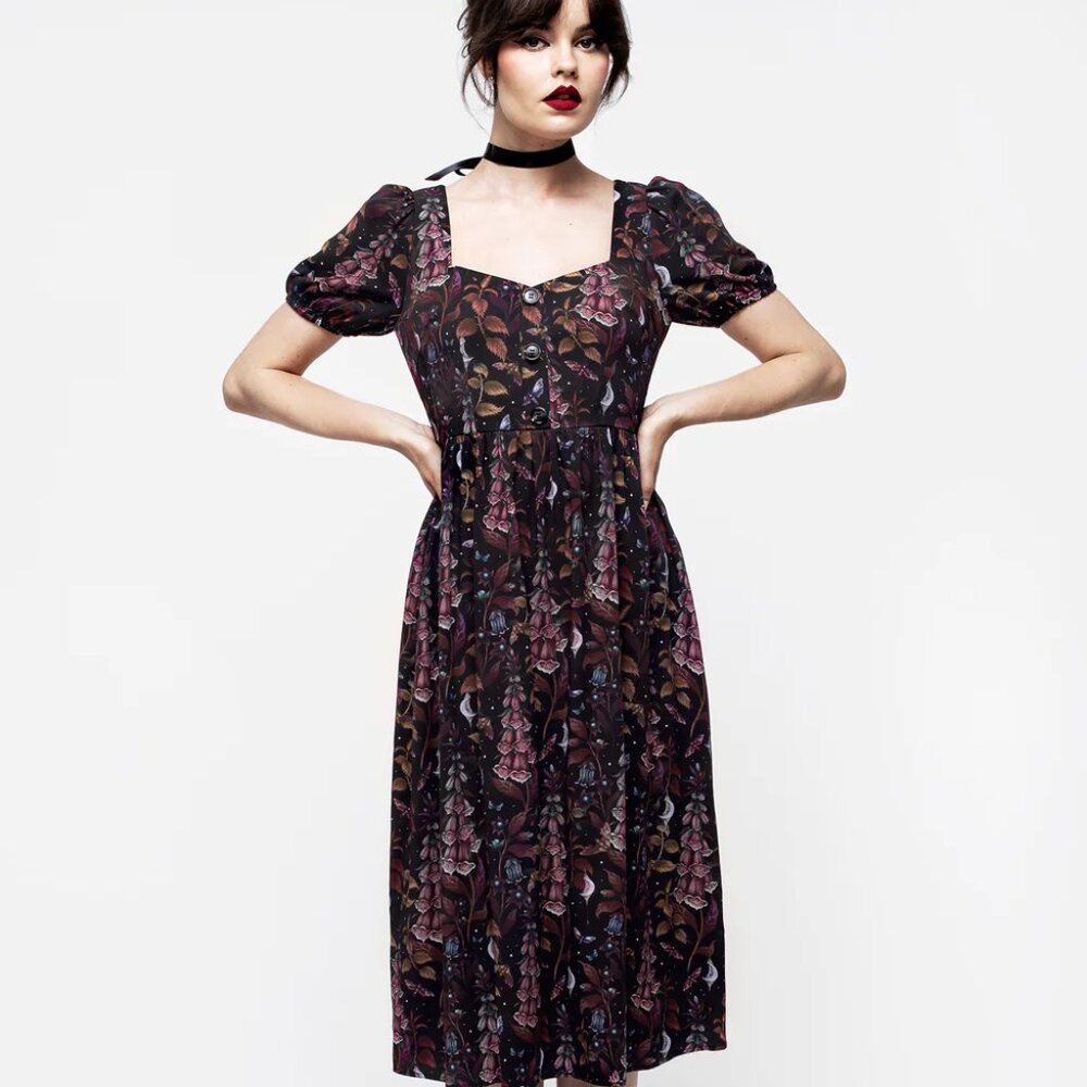 Disturbia Foxglove Button Detail Midi Dress